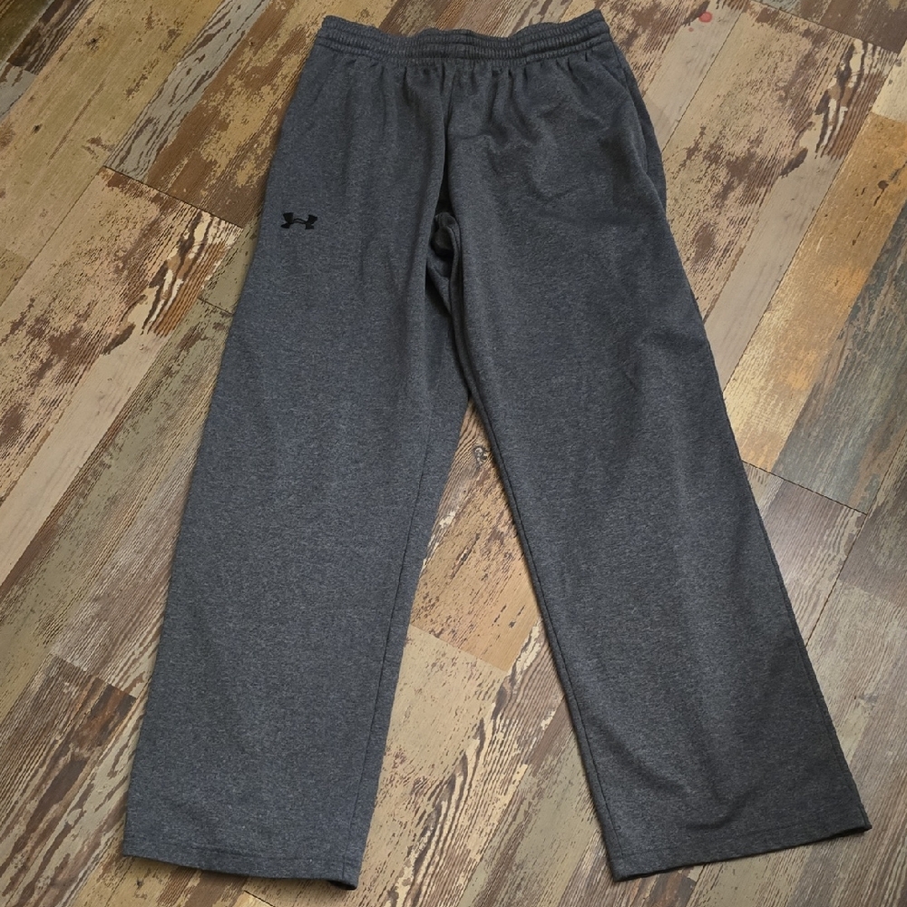 Under Armour Mens Sweatpants Medium Straight Ankle Zip‎ Gray Fleece Activewear